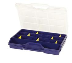 Dėžutė smulkioms detalėms 238×312×51 mm, mėlynas polipropilenas, 26 skyriai, 45-26 (Tayg) 145001TAY