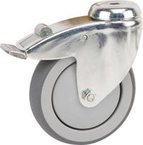 Sukamasis ratukas, guminis ratukas: skersmuo 125x32mm, su stabdžiu, vienos skylės tvirtinimas, apkrova: 100kg, Tente 2477PJP125P3011