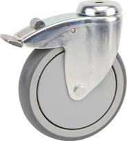 Sukamasis ratukas, guminis ratukas: skersmuo 150x32mm, su stabdžiu, vienos skylės tvirtinimas, apkrova: 100kg, Tente 2477PJP150P3011