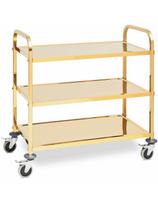 Maitinimo padavėjo serviravimo vežimėlis 3 lentynos 89,5 x 49,5 cm iki 240 kg - auksinis