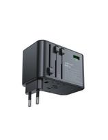 Universalus GaN Kelioninis įkroviklis 2x USB-A 3x USB-C kištukai JK EU USA AUS Black