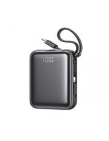 10000mAh 22,5W išorinė baterija su integruotu USB-C „Lightning“ laidu – juoda