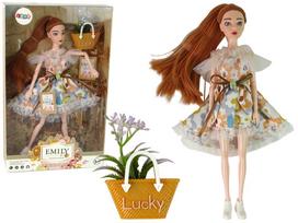 Lėlė emilija su rankine ir gėlėmis