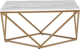 Kavos staliukas Beliani Malibu, aukso sp./balta sp./rusva sp., 80 cm x 80 cm x 40 cm