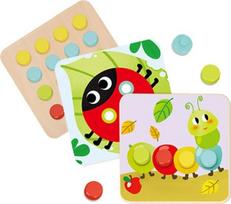 Smeigtukų dėlionė, gyvūnai Tooky Toy Pattern Pegs Big, įvairių spalvų