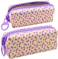 Violetinės spalvos mokyklinis penalas su undinės žvynelių raštu 21x8 cm