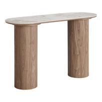 Smėlio spalvos/natūralios spalvos konsolinis staliukas su marmuro dekoro stalviršiu 40x120 cm Athens – House Nordic
