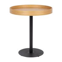 Apvalios formos šoninis stalas su ąžuolo dekoro stalviršiu ø 40 cm Yuri S – White Label