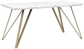Valgomojo stalas Beliani Molden, aukso sp./balta sp., 150 cm x 80 cm x 75 cm