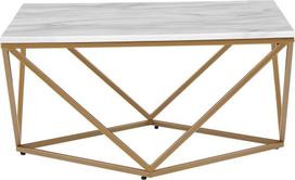 Kavos staliukas Beliani Malibu, aukso sp./balta sp./rusva sp., 80 cm x 80 cm x 40 cm