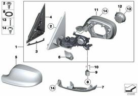 BMW X1 E84 Kairysis Išorinis Veidrodis Dangtelis Originalus 51162997537