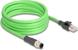 Delock M12 Cable D-coded 4 pin male to RJ45 male PUR (TPU) 5 m