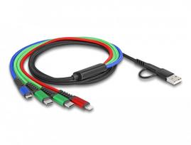 Delock 4-in-1 USB charging cable: USB Type-A + USB-C to 2 x Lightning / Micro USB, 1.2m