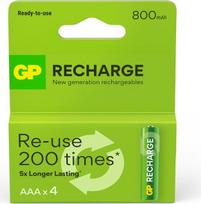 GP Įkraunami elementai GP RECHARGE AAA, 800mAh, 4 vnt.