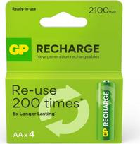 GP Įkraunami elementai GP RECHARGE AA, 2100mAh, 4 vnt.