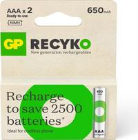 GP Įkraunami elementai GP RECYKO AAA, 650mAh, 2 vnt.