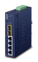 PLANET Industrial L2/L4 4-Port Managed L2/L4 Gigabit Ethernet Switch (10/100/1000) Blue