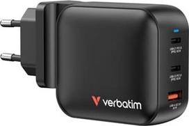 Verbatim - 100WGaN Charger, 3 Port US plug with EU and UK adaptors