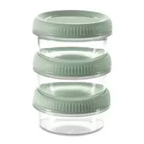 Curver Food containers, 3-piece. Round sauce cups, 3 x 0.08L, Smart Eco To Go, Ø7x10cm, soft green