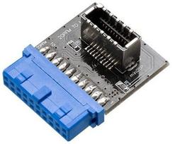 Adapteris Akasa AK-CBUB51-BK USB 3.0 19-pin motherboard header, USB 3.1 20-pin Key A connector, įvairių spalvų