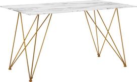 Valgomojo stalas Beliani Kenton, aukso sp./balta sp., 140 cm x 80 cm x 75 cm