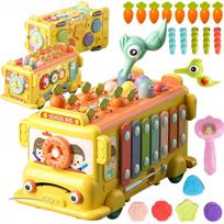 WOOPIE BABY Interaktyvus Montessori Autobusas 6in1 Plaktukas Cimbolai +18m