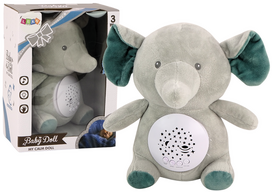 Sieninis ir lubų projektorius Lean Toys My Calm Doll Elephant, pilka sp.