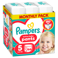 Sauskelnės-kelnaitės Pampers Active Baby, 5 dydis, 11 - 17 kg, 164 vnt.