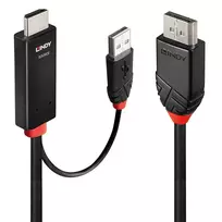 Lindy 41500 vaizdo kabelio adapteris 3 m HDMI + USB Type-A DisplayPort Juoda