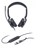 Yealink UH46 Dual UC USB-C/A Laisvų rankų įranga Vielinis Su lankeliu Biuras / skambučių centras USB Type-C / USB Type-A Juoda