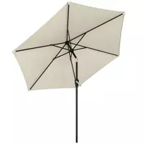 270 cm lūžtantis skėtis nuo saulės, balkono skėtis su rankenėle, UV 50+, kreminės baltos spalvos