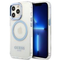 Apple iPhone 13 Pro Guess Dėklas Metal Outline Magsafe (GUHMP13LHTRMB) mėlynos spalvos