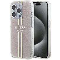 Apple iPhone 15 Pro Guess dėklas IML 4G Gold Stripe (GUHCP15LH4PSEGP) rožinės spalvos