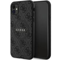 Apple iPhone 11 Guess dėklas 4G Collection odinis Metal Logo MagSafe (GUHMN61G4GFRK) juodos spalvos