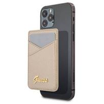 Guess dėklas Wallet Card Slot Magsafe Saffiano (GUWMSSASLGO) aukso spalvos