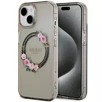 Guess IML Flowers Wreath MagSafe Apple iPhone 15 / 14 / 13 – dėklas telefonui juodos spalvos