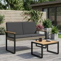 Lauko suolas su pagalve Pilka ir tamsiai pilka 107 x 61 x 80 cm