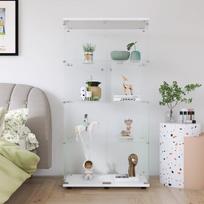 Stiklinė Vitrina su 2 stiklinėmis durelėmis, 164 x 80 x 36 cm, balta
