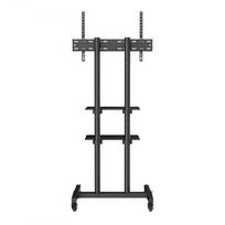 TV staliukas, mobilus, reguliuojamo aukščio su ratukais, 69.5x59.5x169.6 cm, juodas