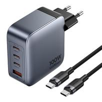 Įkroviklis - Vention 100W USB-A ir USB-C įkroviklis 1xA 3xC laidas juodas