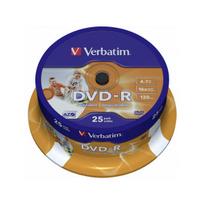 Diskai Verbatim DVD-R 4.7GB 16X 25pack AZO WIDE PRINTABLE cake box - 43538