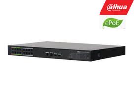 ePoE šakotuvas 100Mbps 16portu+2G uplink + 2SFP, ePoE 8 portai, ePoE iki 800m, Hi-PoE