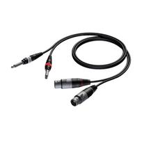 Laidas kabelis Procab 2x XLR lizdas - 2x 6.3 mm Jack kištukas mono 1.5m