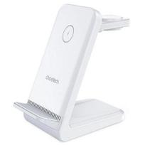 Belaidis įkroviklis CHOETECH, 15W, 3in1, baltas su stovu