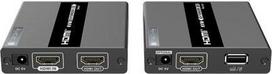MANHATTAN HDMI KVM over IP/Netzwerkkabel Extender Set 1080p, 60 m HDMI-Signalverlängerung mit 1080p@60Hz bis zu 60 m über ein Cat6-Netzwerkkabel oder IP-fähiges Netzwerk, USB-A-Ports für PC/Maus/Tastatur an Sender- und Empfängermodul, schwarz (154437)