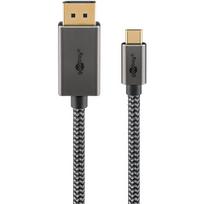 USB Adapterkabel, USB-C Stecker > DisplayPort Stecker, 4K 60Hz (schwarz/silber, 3 Meter, Textilkabel)