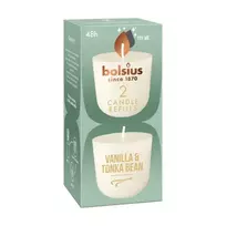 bolsius Candles, clean scent, refill candles, 2 pieces, vanilla and tonka bean