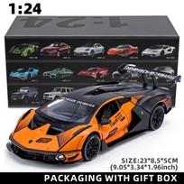 1:24 Lambo SCV12 Lydinio Automobilio Modelis Atitraukiamas Garsas ir Šviesa Vaikų Žaislas Sportinio Automobilio Modelis Išskirtinės Stalo Dekoracijos Kolekcija Berniuko Dovana oranžinė