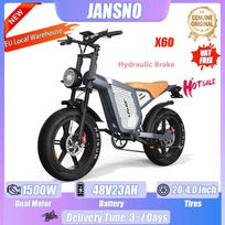 JANSNO X60 Elektrinis dviratis 1500W Dvigubas variklis 48V23AH Hidrauliniai stabdžiai Maksimalus greitis 45km/H NFC raktas 20*4.0 Colių Visureigis E Motociklas