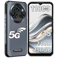OUKITEL WP35 Atsparus išmanusis telefonas 5G Android 15, 11000mAh/33W, 24GB+256GB/2TB, 2.4K 6.6  FHD+ Ekranas, 108MP+8MP Naktinio matymo kamera, 5G Dvi SIM kortelės/NFC/GPS/OTG pilka spalva